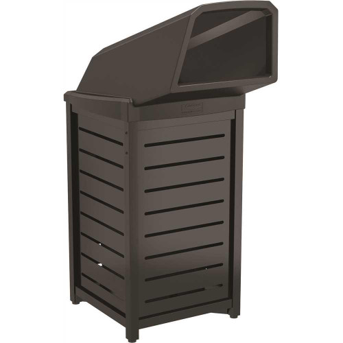 SUNCAST COMMERCIAL 30 Gallon Metal Square Trash Can, Chute Lid, Black SUNCAST COMMERCIAL 30 Gallon Metal Square Trash Can, Chute Lid, Black
