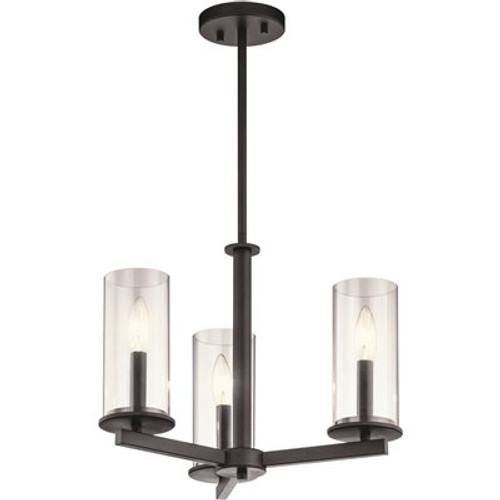 KICHLER Crosby Black 3 Light Chandelier-Semi Flush