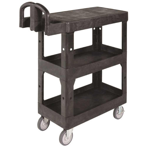 Rubbermaid Commercial Brute 3-Shelf Heavy Duty Ergo Utility Cart, Small, Black Rubbermaid Commercial Brute 3-Shelf Heavy Duty Ergo Utility Cart, Small, Black