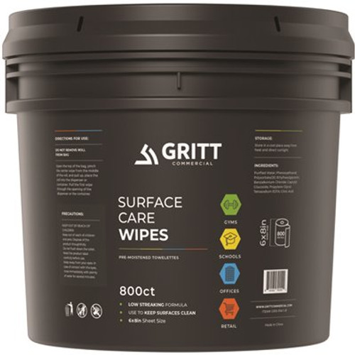 Gritt Commercial Surface Care Wipes Refill Wipe Roll And Bucket Package Of 800
