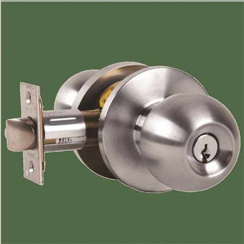 Falcon Grade 2 Classroom Cylindrical Lock, Key In Lever, Hana Knob, Satin Chrome