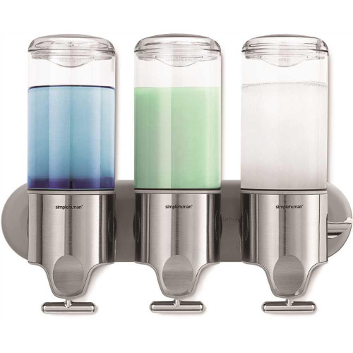 SimpleHuman SimpleHuman Triple Wall Mount Shower Pump 3x15 Fl.oz Shampoo/soap Dispensers Ss SimpleHuman SimpleHuman Triple Wall Mount Shower Pump 3x15 Fl.oz Shampoo/soap Dispensers Ss