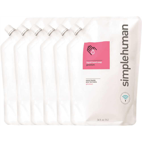 SimpleHuman SimpleHuman Moisturizing Liquid Hand Soap Refill Pouch Geranium 34 Oz Case Of 6 SimpleHuman SimpleHuman Moisturizing Liquid Hand Soap Refill Pouch Geranium 34 Oz Case Of 6
