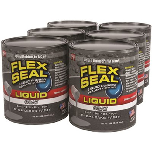Flex Seal Flex Seal Liquid Rubber Sealant Coating, Satin Gray, 32 Oz., Case Of 6 Flex Seal Flex Seal Liquid Rubber Sealant Coating, Satin Gray, 32 Oz., Case Of 6