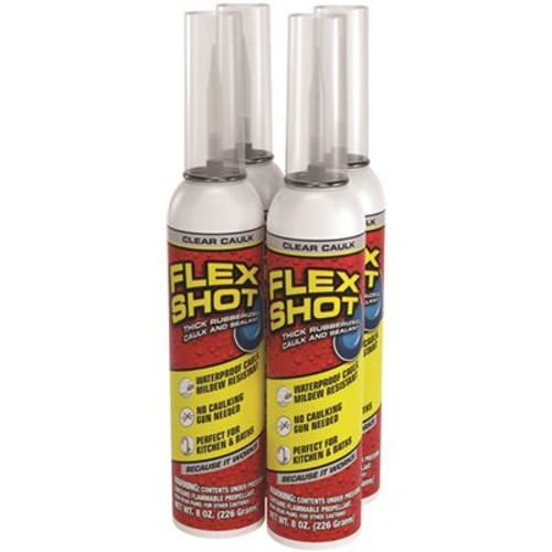 Flex Seal Flex Seal Shot Waterproof Adhesive Sealant, Clear, 8 Oz. Aerosol, Case Of 4 Flex Seal Flex Seal Shot Waterproof Adhesive Sealant, Clear, 8 Oz. Aerosol, Case Of 4