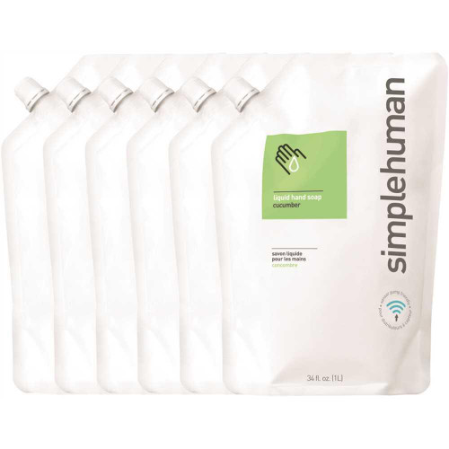 SimpleHuman SimpleHuman Moisturizing Liquid Hand Soap Refill Pouch Cucumber 34 Oz Case Of 6 SimpleHuman SimpleHuman Moisturizing Liquid Hand Soap Refill Pouch Cucumber 34 Oz Case Of 6