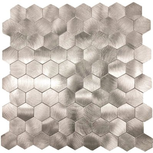 Dip Design Is Personal Hex Tile, Sliver, 12" X 12", Case Of 10