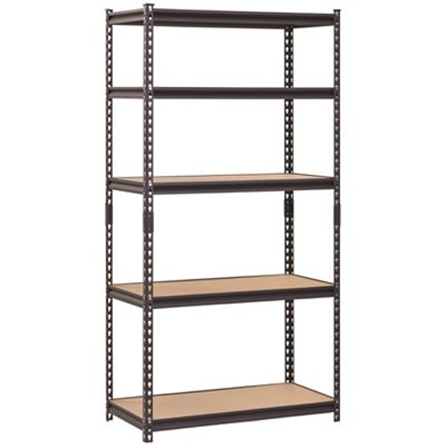 Muscle Rack 5-Tier Steel Shelving In Black, 36 In. W X 72 In. H X 18 In. D
