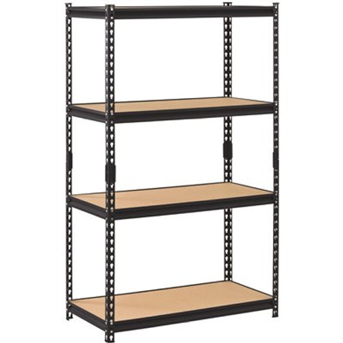 Muscle Rack 4-Tier Steel Shelving In Black, 36 In. W X 60 In. H X 18 In. D Muscle Rack 4-Tier Steel Shelving In Black, 36 In. W X 60 In. H X 18 In. D