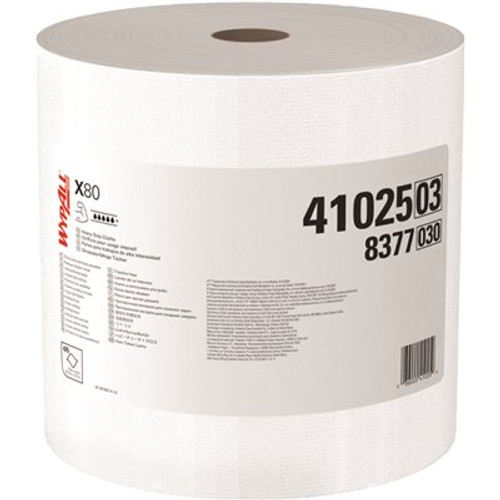 WYPALL PowerClean X80 Heavy Duty Cloths Jumbo Roll, Extended Use Towels, White (455-Sheets/Roll, 1-Roll/Case) WYPALL PowerClean X80 Heavy Duty Cloths Jumbo Roll, Extended Use Towels, White (455-Sheets/Roll, 1-Roll/Case)