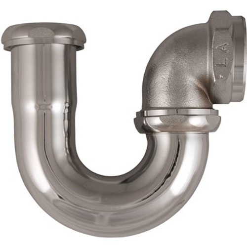 KEENEY 1-1/2 in x 1-1/2 in 17-Gauge Brass LA Sink Trap without Cleanout, Polished Chrome