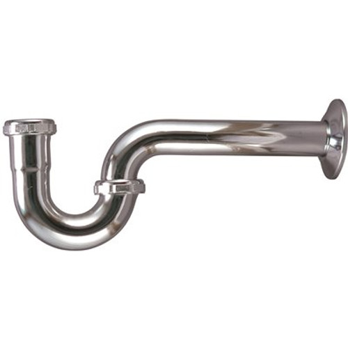 KEENEY 1-1/4 in. x 15 in. 17-Gauge Brass P-Trap without Cleanout, Chrome KEENEY 1-1/4 in. x 15 in. 17-Gauge Brass P-Trap without Cleanout, Chrome