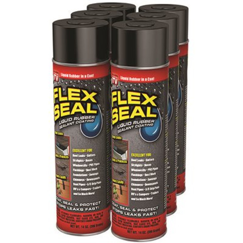 FLEX SEAL FAMILY OF PRODUCTS Flex Seal Black 14 oz. Aerosol Liquid Rubber Sealant Coating Spray Paint (6-pack) FLEX SEAL FAMILY OF PRODUCTS Flex Seal Black 14 oz. Aerosol Liquid Rubber Sealant Coating Spray Paint (6-pack)