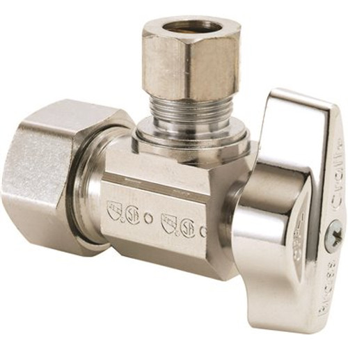 BrassCraft 1/2 in. Nom Comp Inlet x 1/4 in. O.D. Comp Outlet 1/4 in. Turn Angle Ball Stop BrassCraft 1/2 in. Nom Comp Inlet x 1/4 in. O.D. Comp Outlet 1/4 in. Turn Angle Ball Stop