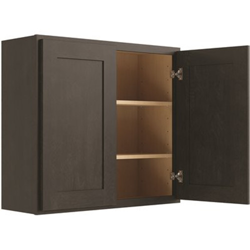 CNC Cabinetry Cabinetry 33" W X 30" H 2 Door Wall Cabinet, Luxor Smoky Grey