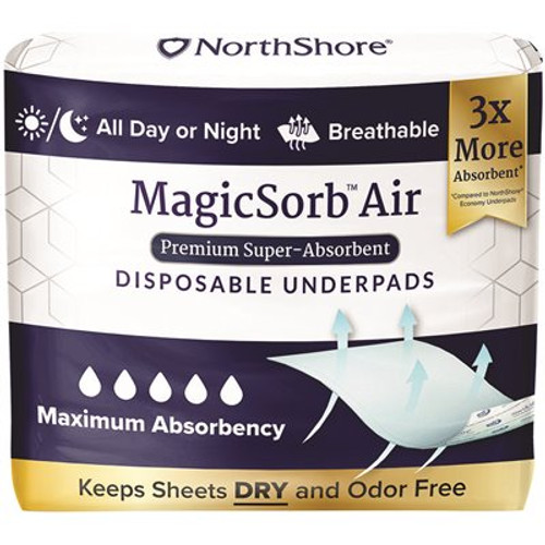 Northshore Magicsorb Air Breathable Super-Absorb Disp Underpad Wht XL Case Of 40