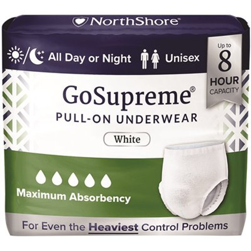 Northshore Gosupreme Pull-On Absorb Underwear 2XL Heavy Ui White Case Of 48