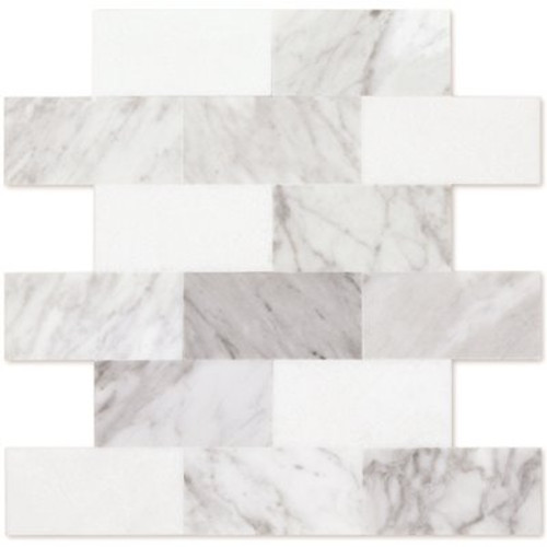 Inoxia Speedtiles Pinot White/gray 11.57"x11.34" Marble Wall Tile, Case Of 6