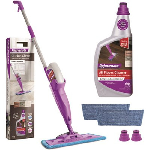 Rejuvenate Click N Clean Multi-Surface Microfiber Mop W/sprayer-Duster Case Of 4