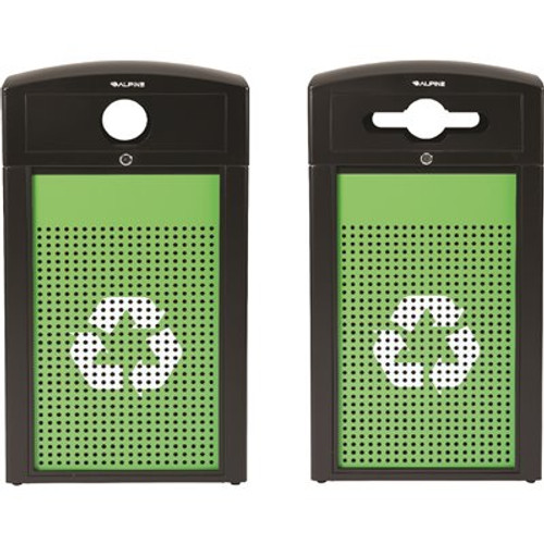 Alpine Industries 80 Gal Steel All-Weather Commercial Outdoor Dual Recycle Bin