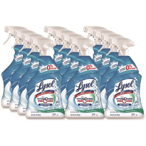 Lysol Bathroom Cleaner-Hydrogen Peroxide Cool Spring Breeze Spray Case Of 12