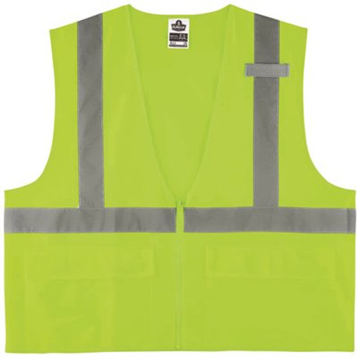 Ergodyne 8225z 4xl/5xl Lime Class 2 Standard Solid Vest - Zipper