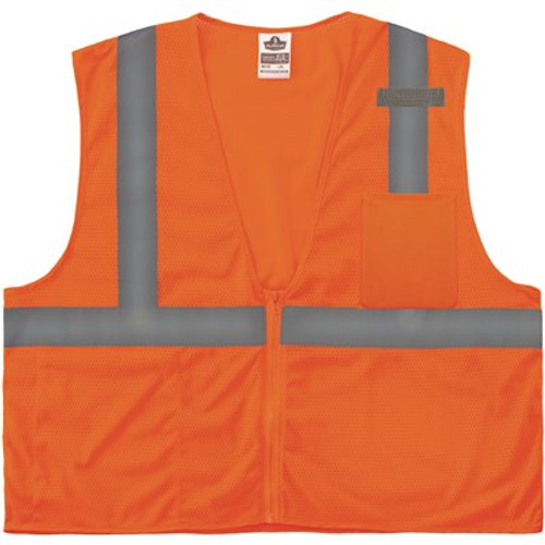 Ergodyne 8210z L/xl Orange Class 2 Economy Mesh Vest - Zipper