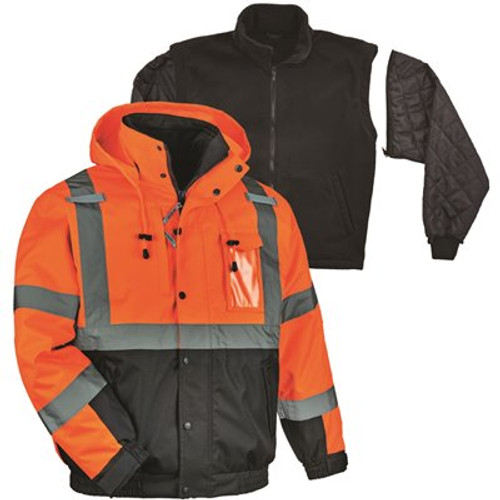 Ergodyne 8381 S Orange 4-In-1 Hi-Vis Winter Bomber Jacket
