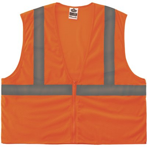 Ergodyne 8205z 4xl/5xl Orange Class 2 Super Economy Mesh Vest - Zipper