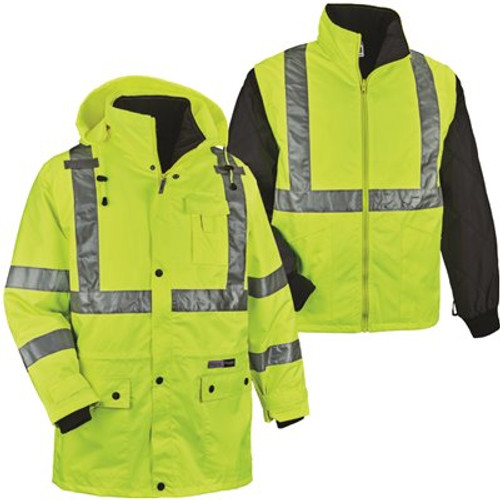 Ergodyne 8385 XL Lime 4-In-1 Hi-Vis Winter Jacket Parka