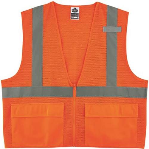 Ergodyne 8220z S/m Orange Class 2 Standard Mesh Vest - Zipper