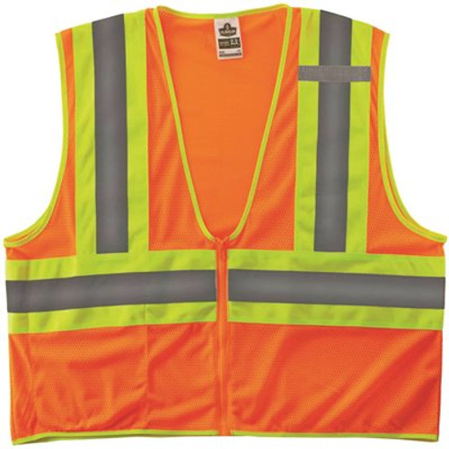 Ergodyne 8229z S/m Orange Class 2 Economy Two-Tone Vest - Zipper
