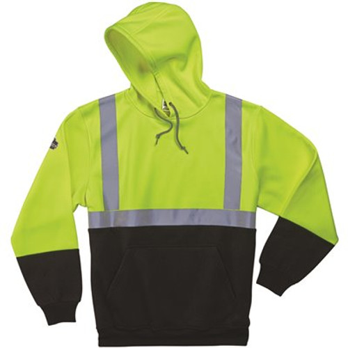 Ergodyne 8293 S Lime Class 2 Hooded Sweatshirt Black Bottom