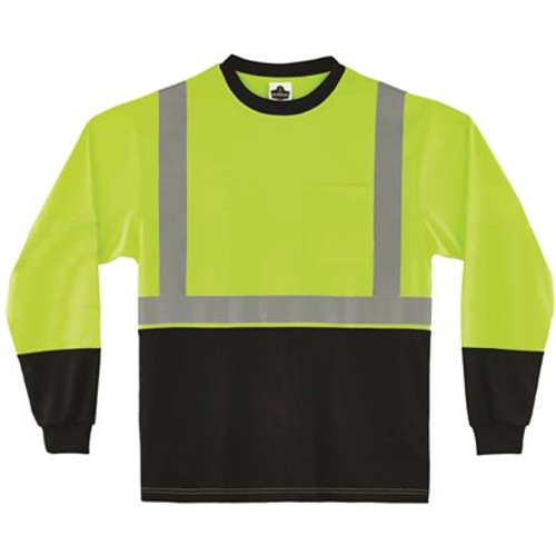 Ergodyne 8291bk 2XL Lime Class 2 Hi-Vis Long Sleeve Shirt Black Bottom