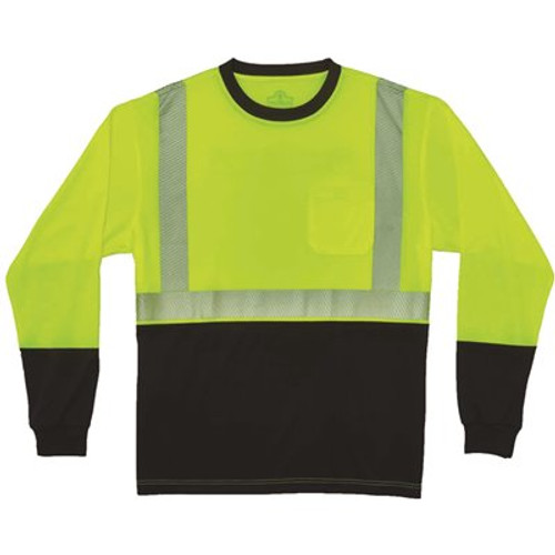 Ergodyne 8281bk L Lime Class 2 Long Sleeve Shirt Black Bottom