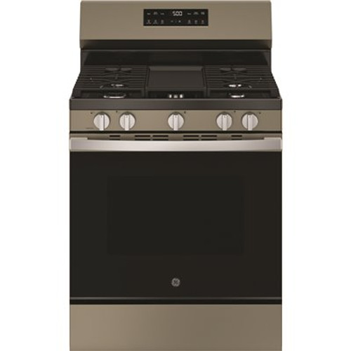 Ge 30 Inch Gas Free-Standing RanWith Crisp Mode, Self Cleaning, Slate