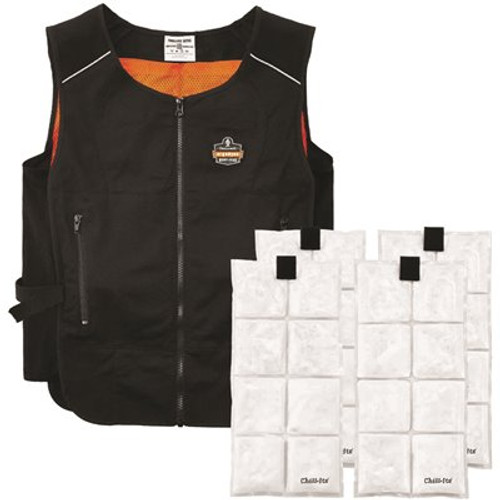 Ergodyne 6260 2xl/3xl Black Lightweight Phase Change Cooling Vest + Packs Ergodyne 6260 2xl/3xl Black Lightweight Phase Change Cooling Vest + Packs