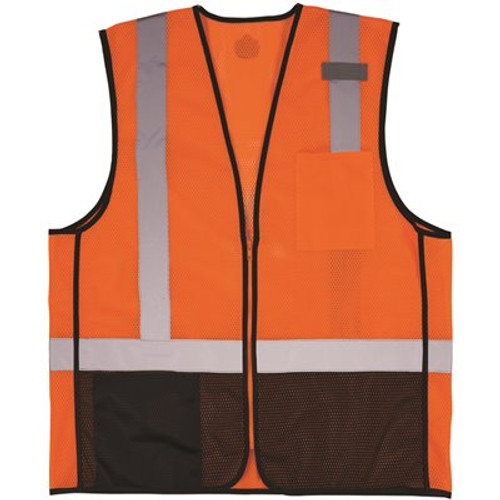 Ergodyne 8210zbk 4xl/5xl Orange Hi Vis Safety Vest