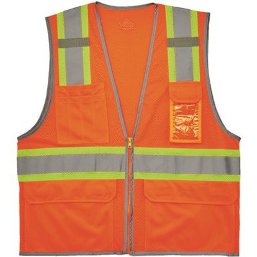 Ergodyne 8246z-S 4xl Orange Class 2 Two-Tone Mesh Vest - Single Size