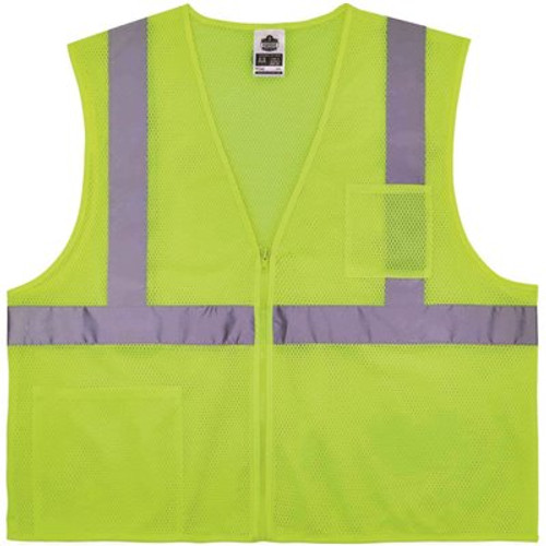 Ergodyne 8256z 2xl/3xl Lime Class 2 Self-Extinguishing Vest - Zipper