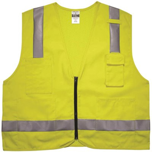 Ergodyne 8262frz 2xl/3xl Lime Class 2 Fr Surveyor Vest - Zipper