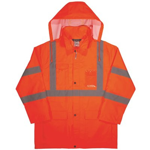 Ergodyne 8366 2XL Orange Class 3 Lightweight Hi-Vis Rain Jacket Ergodyne 8366 2XL Orange Class 3 Lightweight Hi-Vis Rain Jacket