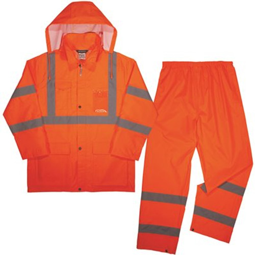 Ergodyne 8376k 2XL Orange Lightweight Hv Rain Suit