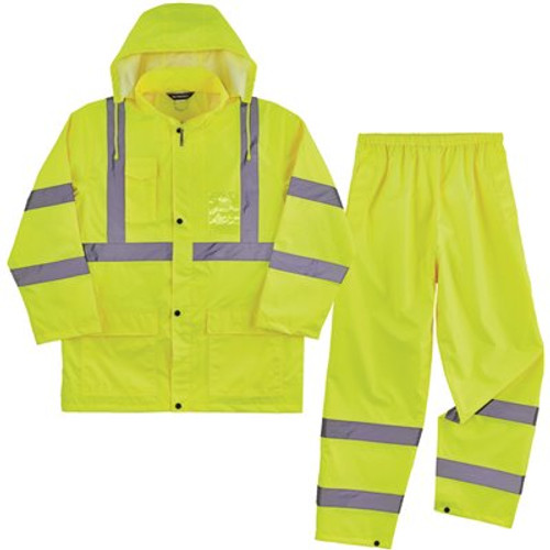 Ergodyne 8376k M Lime Lightweight Hv Rain Suit