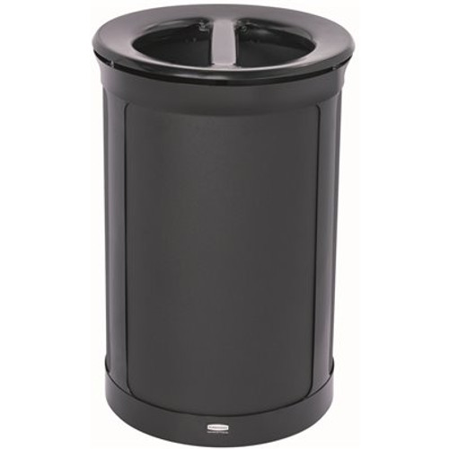 Rubbermaid Commercial Deco Indoor 23 Gal Round Dual Stream Jet Black Metallic