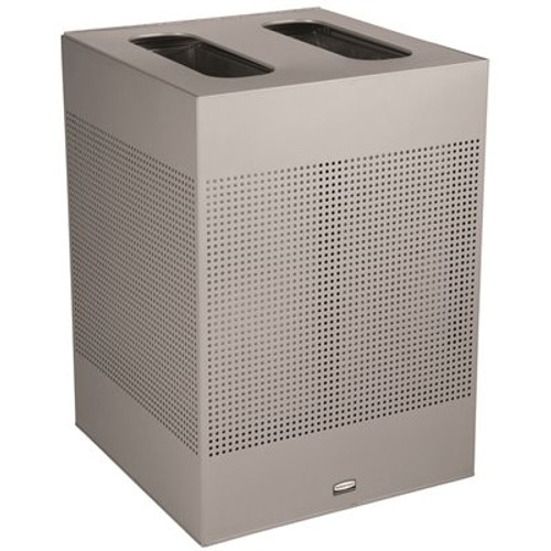 Rubbermaid Commercial Sil Dual Waste Stream Deco 34 Gal Stardust Silver Metallic