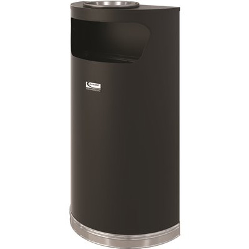 Suncast Commercial 9 Gallon Half-Round Metal Trash Can With Ashtray