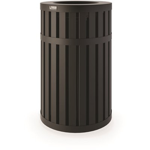 Suncast Commercial 45 Gallon Round Slatted Metal Trash Can