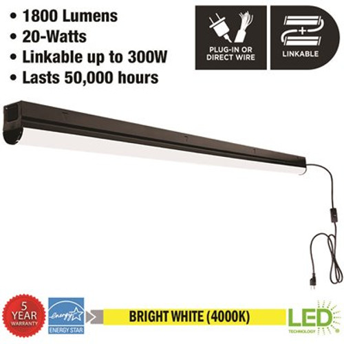 Eti 4' LED Garage Workshop Linkable Ceiling Strip Light, 1800 Lumen, Matte Black Eti 4' LED Garage Workshop Linkable Ceiling Strip Light, 1800 Lumen, Matte Black