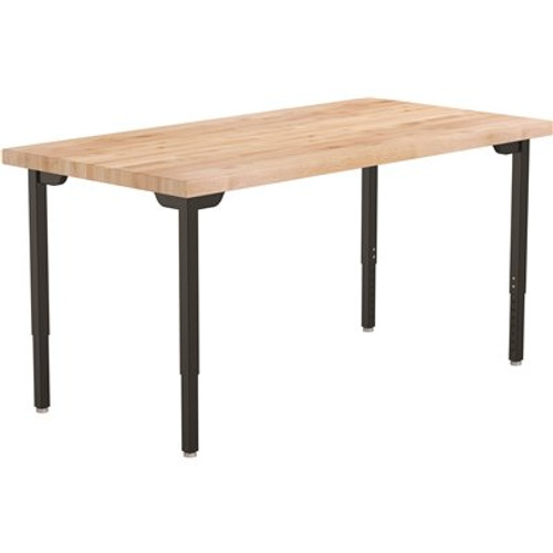 National Public Seating Adjustable Height Utility Table With Butcherblock, 30x60